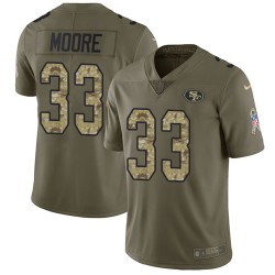 Limited Youth Tarvarius Moore Olive/Camo Jersey - #33 Football San Francisco 49ers 2017 Salute to Service