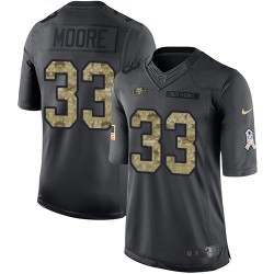 Limited Youth Tarvarius Moore Black Jersey - #33 Football San Francisco 49ers 2016 Salute to Service