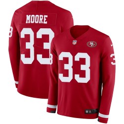 Limited Youth Tarvarius Moore Red Jersey - #33 Football San Francisco 49ers Therma Long Sleeve