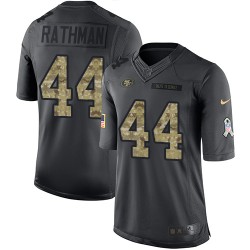 Limited Youth Tom Rathman Black Jersey - #44 Football San Francisco 49ers 2016 Salute to Service