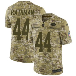 Limited Youth Tom Rathman Camo Jersey - #44 Football San Francisco 49ers 2018 Salute to Service