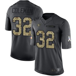 Limited Youth Tevin Coleman Black Jersey - #26 Football San Francisco 49ers 2016 Salute to Service