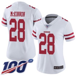 Limited Women's Jerick McKinnon White Road Jersey - #28 Football San Francisco 49ers 100th Season Vapor Untouchable