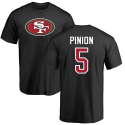 Bradley Pinion Black Name & Number Logo - #5 Football San Francisco 49ers T-Shirt