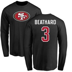 C. J. Beathard Black Name & Number Logo - #3 Football San Francisco 49ers Long Sleeve T-Shirt