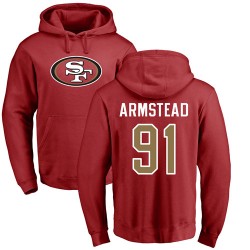 Arik Armstead Red Name & Number Logo - #91 Football San Francisco 49ers Pullover Hoodie