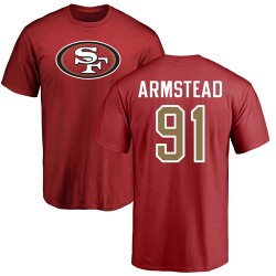 Arik Armstead Red Name & Number Logo - #91 Football San Francisco 49ers T-Shirt