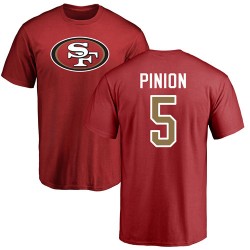 Bradley Pinion Red Name & Number Logo - #5 Football San Francisco 49ers T-Shirt