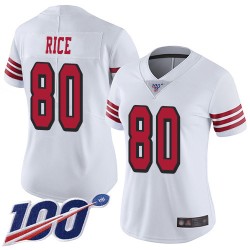 Limited Women's Jerry Rice White Jersey - #80 Football San Francisco 49ers 100th Season Rush Vapor Untouchable