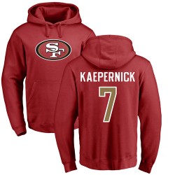 Colin Kaepernick Red Name & Number Logo - #7 Football San Francisco 49ers Pullover Hoodie