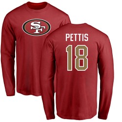 Dante Pettis Red Name & Number Logo - #18 Football San Francisco 49ers Long Sleeve T-Shirt