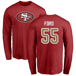 Dee Ford Red Name & Number Logo - #55 Football San Francisco 49ers Long Sleeve T-Shirt
