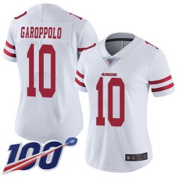 Limited Women's Jimmy Garoppolo White Road Jersey - #10 Football San Francisco 49ers 100th Season Vapor Untouchable