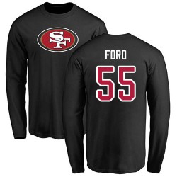 Dee Ford Black Name & Number Logo - #55 Football San Francisco 49ers Long Sleeve T-Shirt