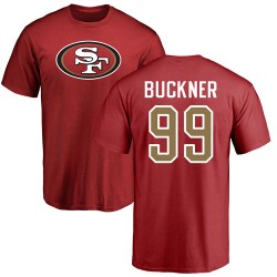DeForest Buckner Red Name & Number Logo - #99 Football San Francisco 49ers T-Shirt