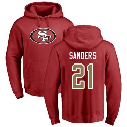 Deion Sanders Red Name & Number Logo - #21 Football San Francisco 49ers Pullover Hoodie