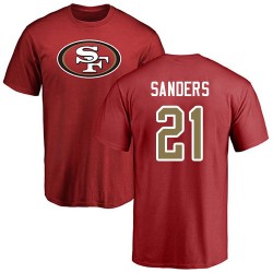 Deion Sanders Red Name & Number Logo - #21 Football San Francisco 49ers T-Shirt