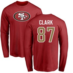 Dwight Clark Red Name & Number Logo - #87 Football San Francisco 49ers Long Sleeve T-Shirt