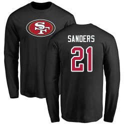 Deion Sanders Black Name & Number Logo - #21 Football San Francisco 49ers Long Sleeve T-Shirt
