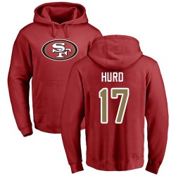 Jalen Hurd Red Name & Number Logo - #17 Football San Francisco 49ers Pullover Hoodie