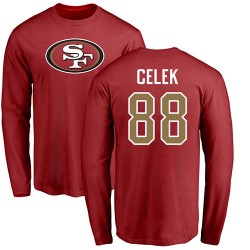 Garrett Celek Red Name & Number Logo - #88 Football San Francisco 49ers Long Sleeve T-Shirt