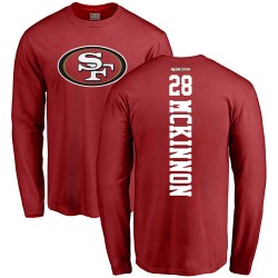 Jerick McKinnon Red Backer - #28 Football San Francisco 49ers Long Sleeve T-Shirt
