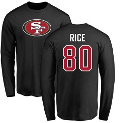 Jerry Rice Black Name & Number Logo - #80 Football San Francisco 49ers Long Sleeve T-Shirt