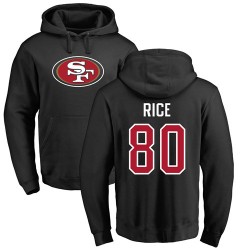 Jerry Rice Black Name & Number Logo - #80 Football San Francisco 49ers Pullover Hoodie