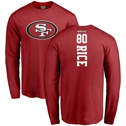 Jerry Rice Red Backer - #80 Football San Francisco 49ers Long Sleeve T-Shirt