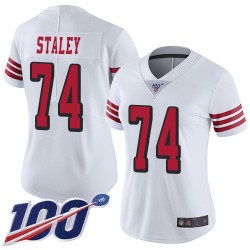Limited Women's Joe Staley White Jersey - #74 Football San Francisco 49ers 100th Season Rush Vapor Untouchable