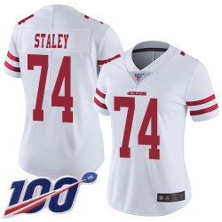 Limited Women's Joe Staley White Road Jersey - #74 Football San Francisco 49ers 100th Season Vapor Untouchable