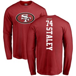 Joe Staley Red Backer - #74 Football San Francisco 49ers Long Sleeve T-Shirt