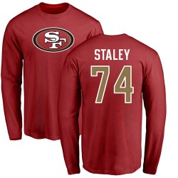 Joe Staley Red Name & Number Logo - #74 Football San Francisco 49ers Long Sleeve T-Shirt