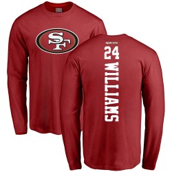 K'Waun Williams Red Backer - #24 Football San Francisco 49ers Long Sleeve T-Shirt