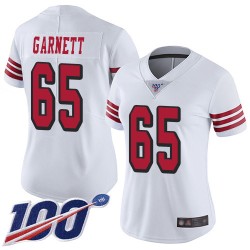 Limited Women's Joshua Garnett White Jersey - #65 Football San Francisco 49ers 100th Season Rush Vapor Untouchable