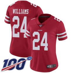 Limited Women's K'Waun Williams Red Home Jersey - #24 Football San Francisco 49ers 100th Season Vapor Untouchable