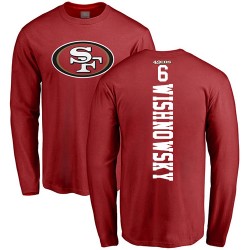Mitch Wishnowsky Red Backer - #6 Football San Francisco 49ers Long Sleeve T-Shirt