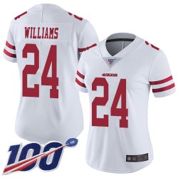 Limited Women's K'Waun Williams White Road Jersey - #24 Football San Francisco 49ers 100th Season Vapor Untouchable