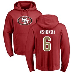 Mitch Wishnowsky Red Name & Number Logo - #6 Football San Francisco 49ers Pullover Hoodie