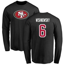 Mitch Wishnowsky Black Name & Number Logo - #6 Football San Francisco 49ers Long Sleeve T-Shirt