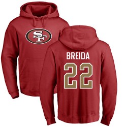 Matt Breida Red Name & Number Logo - #22 Football San Francisco 49ers Pullover Hoodie