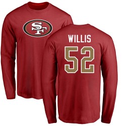 Patrick Willis Red Name & Number Logo - #52 Football San Francisco 49ers Long Sleeve T-Shirt