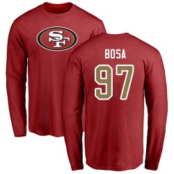 Nick Bosa Red Name & Number Logo - #97 Football San Francisco 49ers Long Sleeve T-Shirt