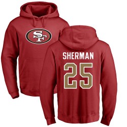 Richard Sherman Red Name & Number Logo - #25 Football San Francisco 49ers Pullover Hoodie