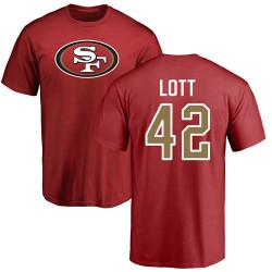 Ronnie Lott Red Name & Number Logo - #42 Football San Francisco 49ers T-Shirt