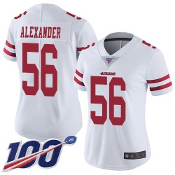 Limited Women's Kwon Alexander White Road Jersey - #56 Football San Francisco 49ers 100th Season Vapor Untouchable