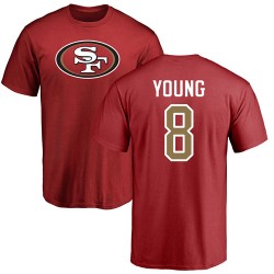Steve Young Red Name & Number Logo - #8 Football San Francisco 49ers T-Shirt