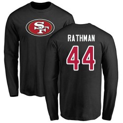 Tom Rathman Black Name & Number Logo - #44 Football San Francisco 49ers Long Sleeve T-Shirt