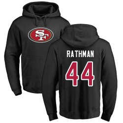 Tom Rathman Black Name & Number Logo - #44 Football San Francisco 49ers Pullover Hoodie