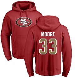 Tarvarius Moore Red Name & Number Logo - #33 Football San Francisco 49ers Pullover Hoodie